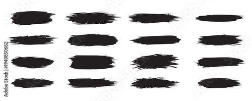 Grunge brush stroke collection black textured strokes for art and design