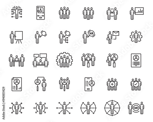 People business icon line logo vector set , person, team, group, meeting, employee, human resources