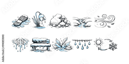 Natural disaster silhouette icon set. earthquake, flood, storm silhouette collection