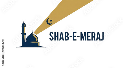 Wallpaper Mural Shab-E-Meraj Vector Logo with Mosque, Crescent and Star Torontodigital.ca