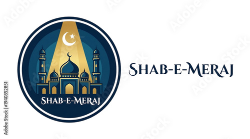Wallpaper Mural Circular Shab-E-Meraj Vector Logo with Mosque and Sky Torontodigital.ca