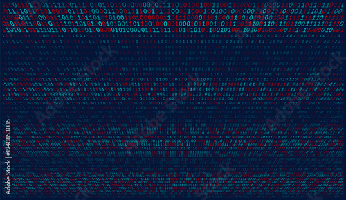 Turquoise Binary Storm Descending From Digital Heavens - Top Down Aqua Rainfall