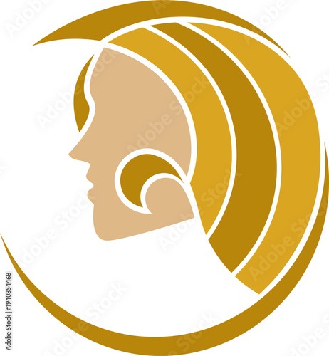 vector abstract illustration  of a woman with a particular hairstyle you can use for a logo about hairdressing or hair care or hair dye for women