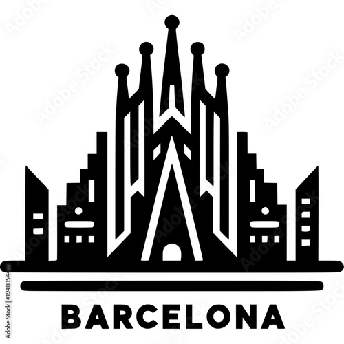 Barcelona Skyline Icon Vector