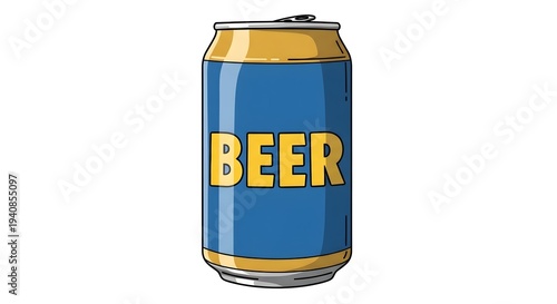 Illustration of a blue and yellow beer can
