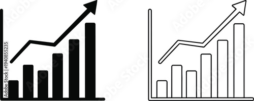 Growth trends: business & financial progress charts isolated on transparent background, Vector