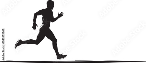 Male Runner Silhouette - Dynamic Vector Illustration of a Man Jogging or Sprinting with Energy and Determination for Health and Fitness