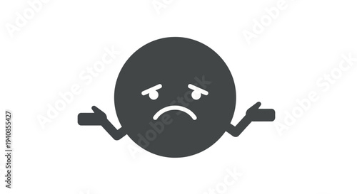 Dark Shrugging Face Emoji Expressing Doubt and Uncertainty in Bright Studio