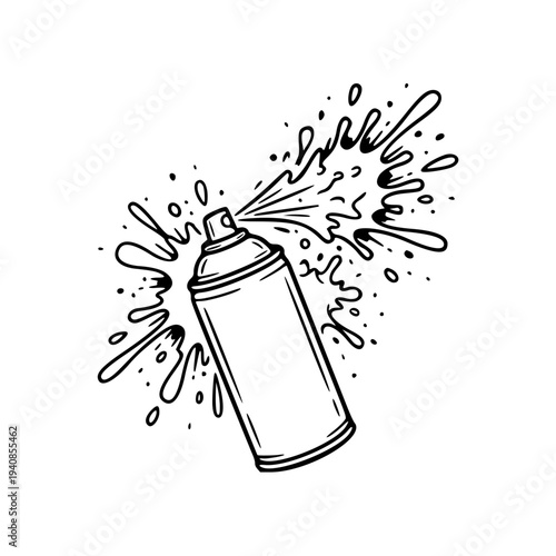 Aerosol Spray Can with Splatter Effect – Street Art Graffiti Supplies and Maintenance Spray Paint Minimalist Line Art Illustration
