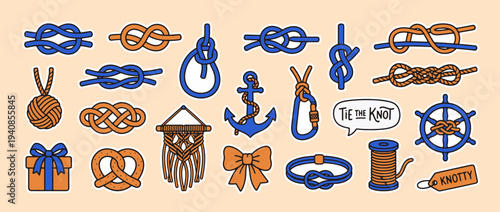 Knots and Decorative Elements: A vibrant collection of knots and ornamental elements, each a unique representation of maritime and handcrafted creativity, set against a warm and inviting backdrop.