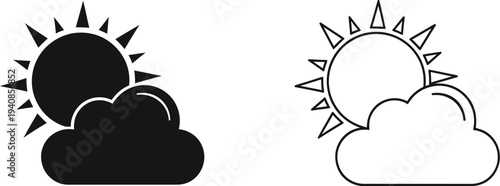 Sun and cloud weather icons Vector
