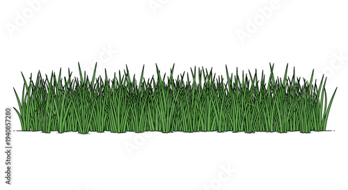 A vibrant patch of green grass illustrated in a flat style, ideal for nature-themed designs