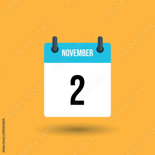 November 2 calendar page date number 2