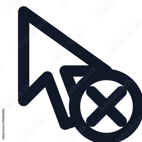 Mouse cursor pointer close icon outline vector