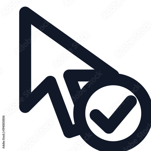 Mouse cursor pointer check icon outline vector