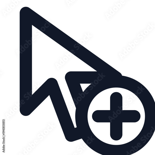Mouse cursor pointer plus icon outline vector