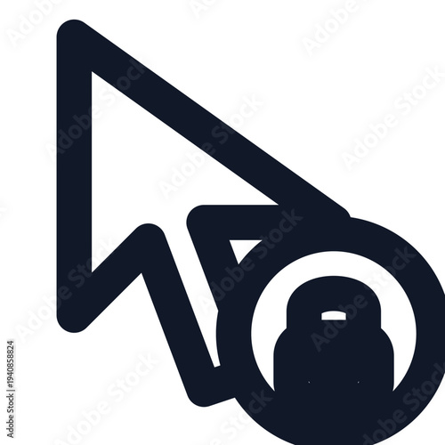 Mouse cursor pointer lock icon outline vector