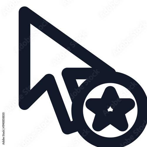 Mouse cursor pointer star icon outline vector