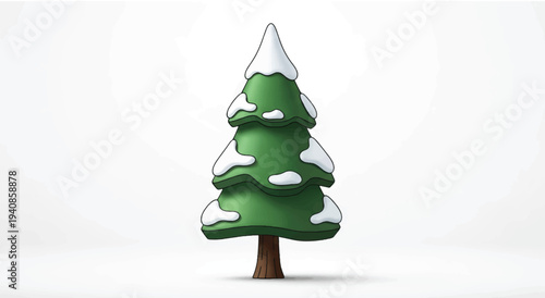 Snow Covered Green Pine Tree Illustration.