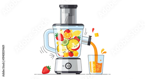 Electric Juicer Blending Fresh Fruits Healthy Juice