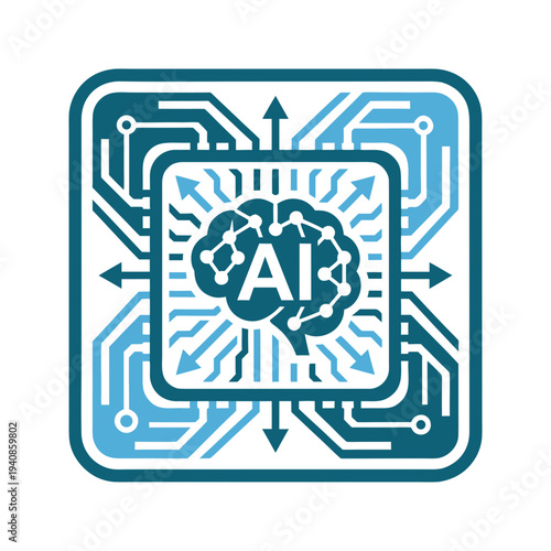 AI chip icon detailed duotone vector technology symbol