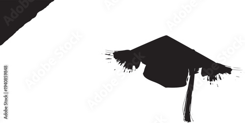 Artistic silhouette of a graduation mortarboard cap tossed into the air to celebrate the end of studies and academic success