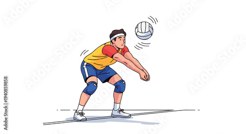 Volleyball Player Performing Forearm Pass Bump Action