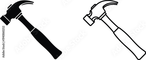 Hammer line icon set Vector