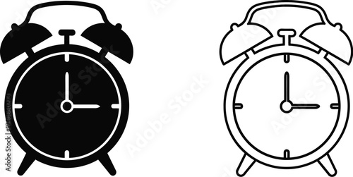 Black and white alarm clocks Vector