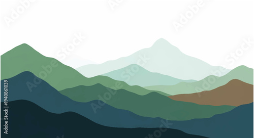 Layered Mountains in Various Shades of Green.