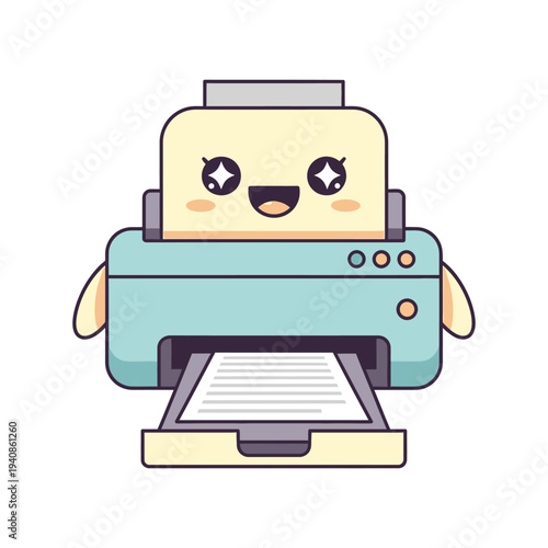 Cartoon printer with smiling face.