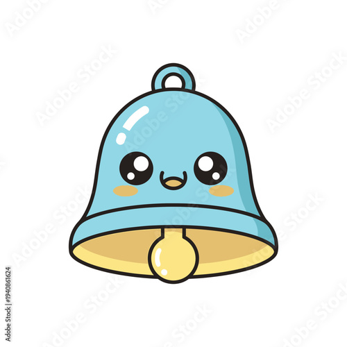 Cute cartoon blue bell with face.