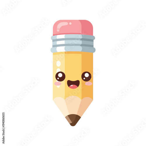 Cute Cartoon Pencil with Face.