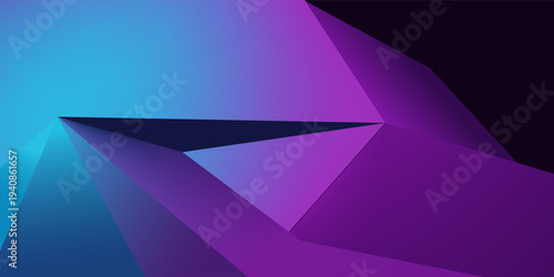 3d rendering of purple and blue abstract geometric background. Scene for advertising, technology, showcase, banner, cosmetic, fashion, sport, business, metaverse. Sci-Fi Illustration. Product display