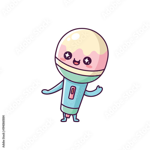 Smiling Cartoon Ice Cream Character.