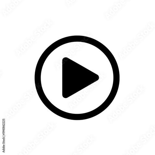 A black play button icon with a triangle inside a circle png
