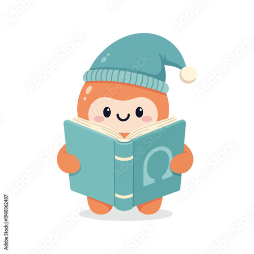 Cartoon monkey reading a book.