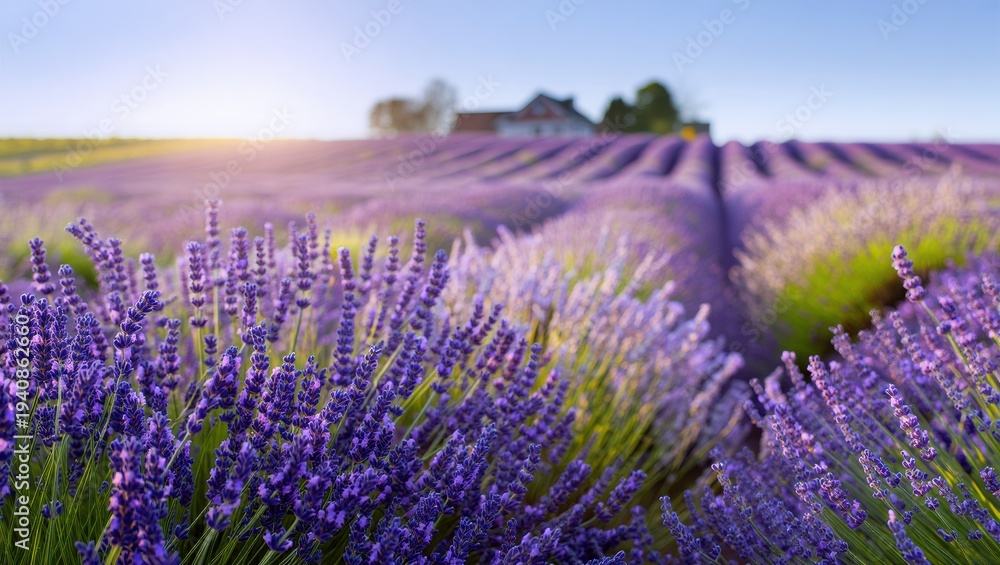 Obraz premium Lavender Field in Bloom at Sunset