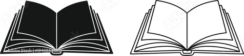 Open books black white Vector