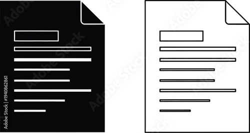 Black and white document icons Vector