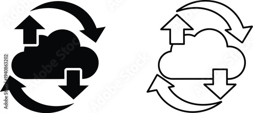 Cloud backup sync icons Vector