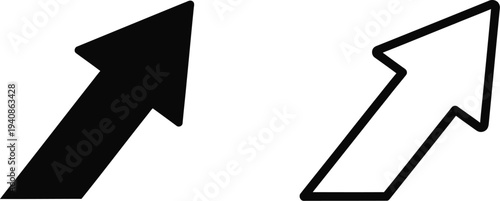 Black and white arrows pointing up and right Vector