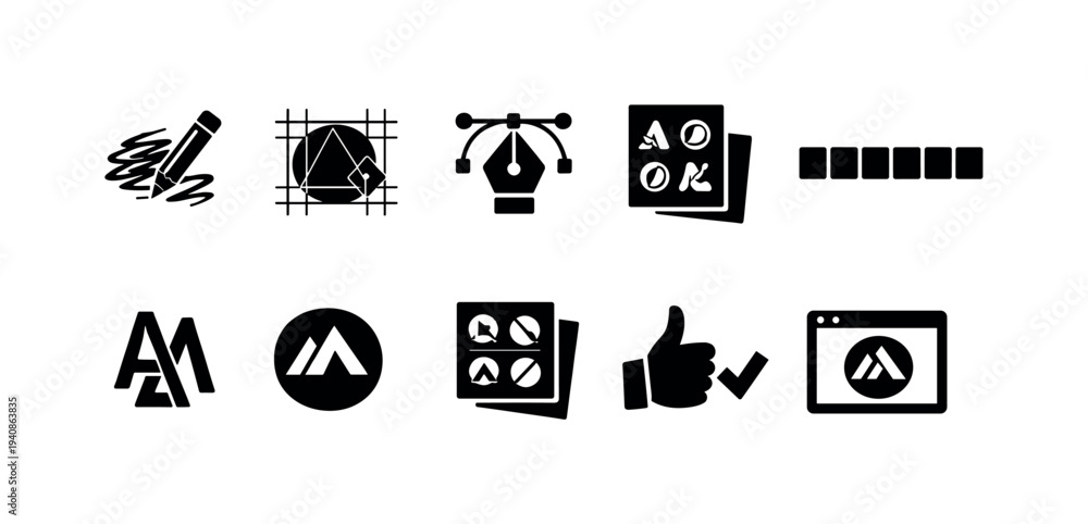 Obraz premium Security, protection silhouette icon set. safety, lock, password symbols collection