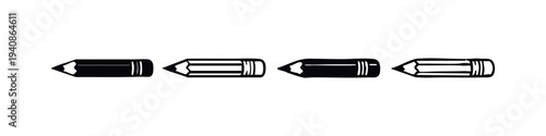 Tableau sur toile Hand-drawn doodle style pencil tips icon set, black and white vector illustration for writing and drawing
