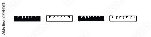 Ruler and Measure Icons Set. Measuring Tool Vector Collection, Scale and Length Symbols for Design and Education