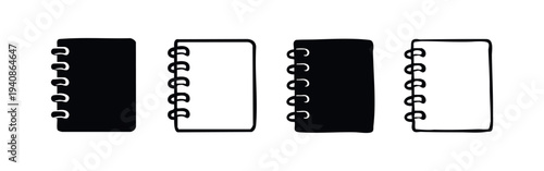 Spiral Notebook Icons Collection. School Supplies Vector Set, Memo Pad Flat Illustrations for Education and Office