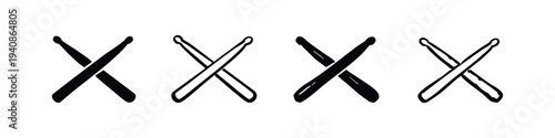 Set of Four Stylized Crossed Drumsticks Icons
