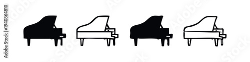 Classic Grand Piano Musical Instrument Vector Icons Set