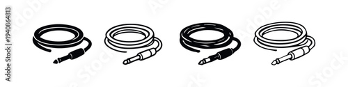 Music Equipment Jack Plug Audio Cable Connectors Vector Set