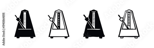 Vintage Metronome Device for Music Rhythm Training Vector Icons
